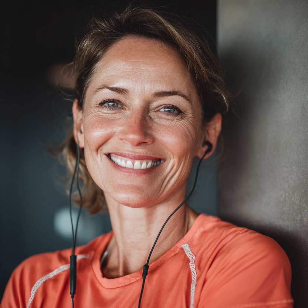 Professional European fitness trainers in their 30s smiling confidently in modern gym setting, showing expertise and dedication